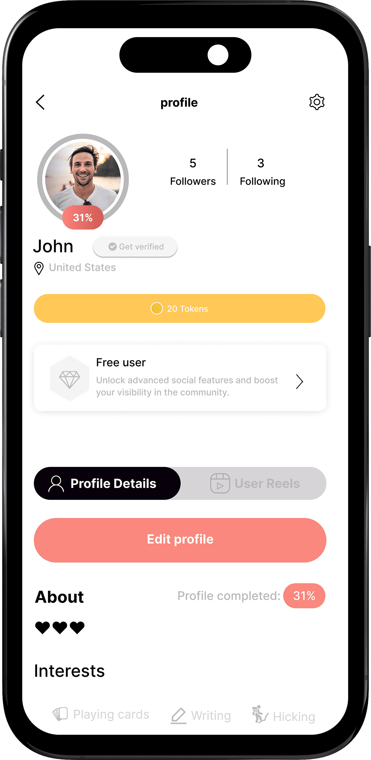 Profile screen